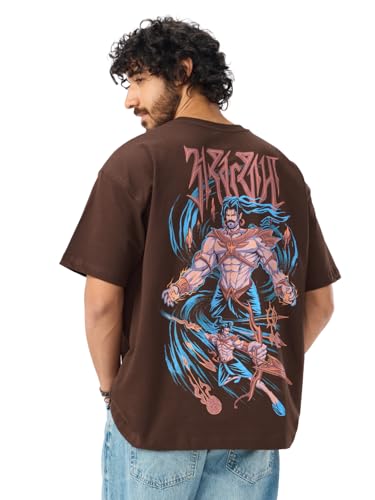 The Souled Store Ashwatthama: The Cursed Warrior Men and Boys Short Sleeves Round Neck Graphic Printed Cotton Oversized T-Shirts