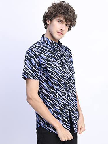 Ketch Slim Fit Printed Blue Shirt