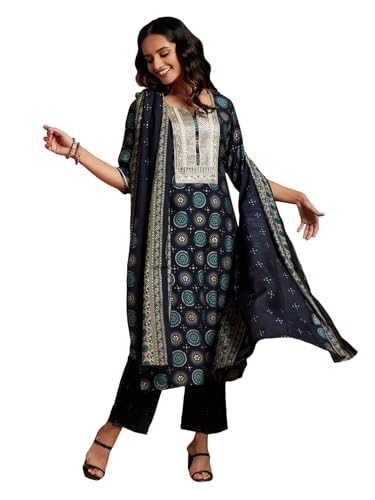 Libas WomenS Silk Blend Kurta Set (34636_Blue