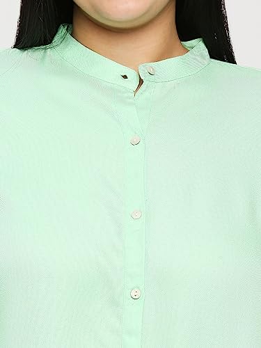 Style Quotient Plus Women Solid Green Viscose Rayon Formal Shirt