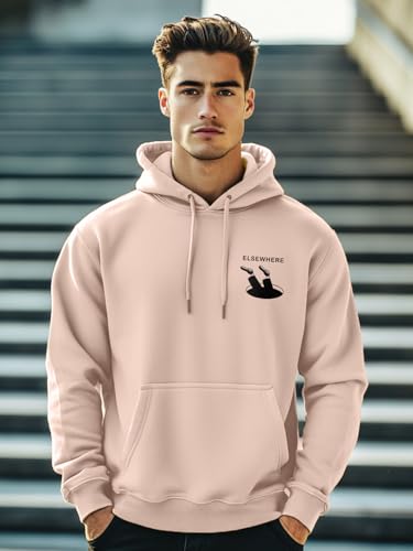Nobero MenS Cotton Blend Neck Hooded Regular Fit Sweatshirt (1M-Twho-C0680_Pink Clay_Medium)