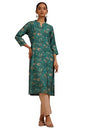 Soch Womens Teal Muslin Floral Print Kurta