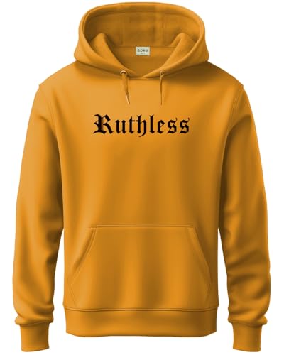 ADRO Men's Cotton Neck Hooded Sweatshirt (H24-RUTH-MU_Mustard