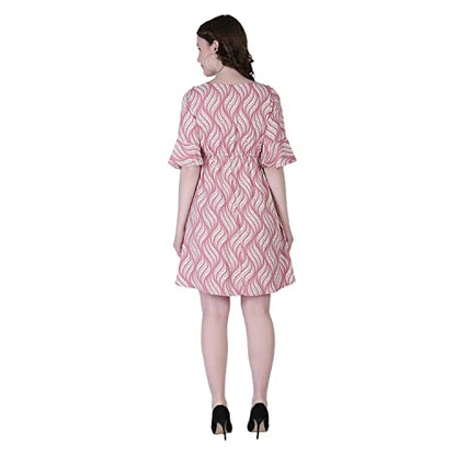 OM SAI LATEST CREATION Womens Crepe A-Line Western Dress for Women | Ruffled Sleeve, Knee-Length Dress | Midi Western Dress for