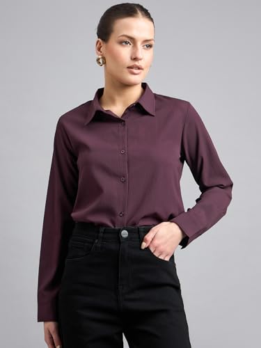 Style Quotient Women Maroon Solid Textured Shirt
