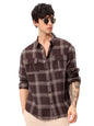 The Souled Store Brown Men And Boys Long Sleeve Collared Neck Regular Fit Cotton Button Down Utility Shirt