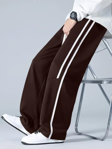 Greciilooks Men High Rise Casual Trousers Pants | Regular Trouser Loose Fit | Sports Stylish Treck Pant | Sweatpants | (Sports |