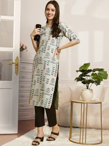 Pinkmint Printed Round Neck Kurta Set for Women ll Kurti & Pant Set for Women ll Regular Fit Kurta Set (Pack of 2) Red-Black