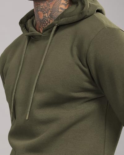 ADRO Men's Printed Hoodie, Cotton, Green Olive, Size 36, Model H24-M-PLN-OL
