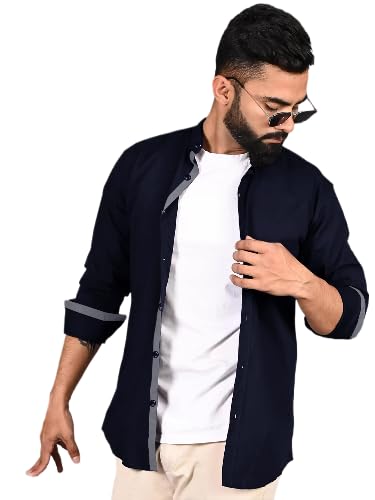Tee Projekt Shirt for Men Cotton Spread Collar Button Down Long Sleeve Shirt Home, Regular, Home (Pack of 1)