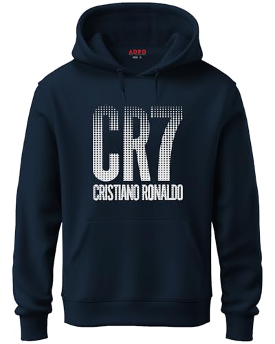 ADRO Men's Cotton Neck Hooded Sweatshirt (H21-M-CR07-NB_Navy_S)
