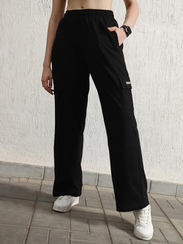 Hubberholme Women Black Smart Casual Summer Cotton Regular Fit Solid Trousers_26