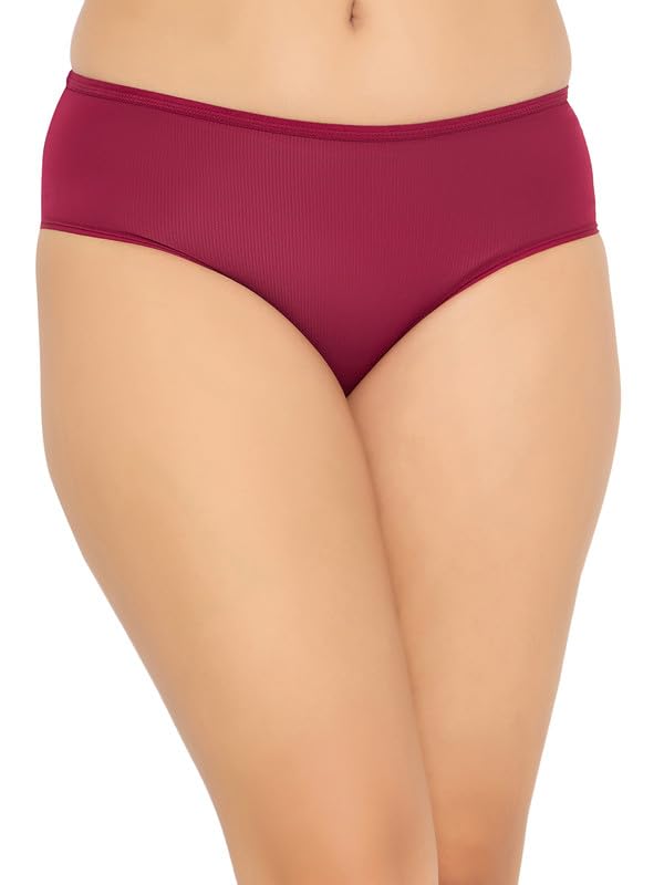 Clovia Womens Polyamide Medium Waist Outer Elastic Hipster Panty (PN5935A09_Maroon_XXL)