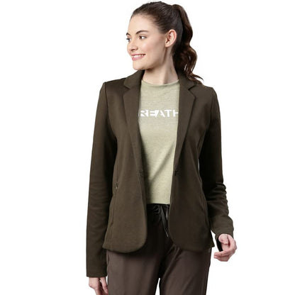 Enamor Athleisure Slim Fit Single Breasted One Button Sporty Blazer for Women with 2 Side Zipper Pockets - A903 | Quick Dry & An