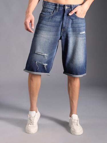High Star MenS Regular Shorts (Hsmdts2401_Ig4_Blue_B