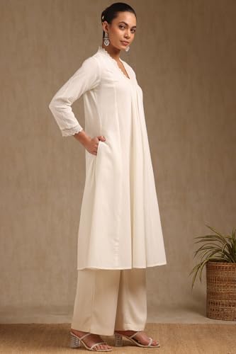Soch WomenS Pure Cotton Solid Regular Kurta (Cws5Ku61361_Off White