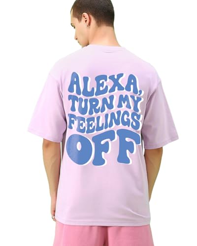 Bewakoof Men Typography Oversized Fit Half Sleeve Round Neck Cotton T-Shirt_659856_Purple_S