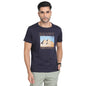 Turtle Men 100% Cotton Navy Blue Chest Printed Round Neck Half Sleeve Casual Essential T-Shirt