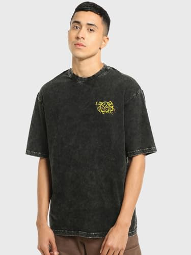 Bewakoof Heavy Duty Official Marvel Merchandise Mens Graphic Print Oversized Fit Half Sleeve Round Neck Cotton T-Shirt_629242_B