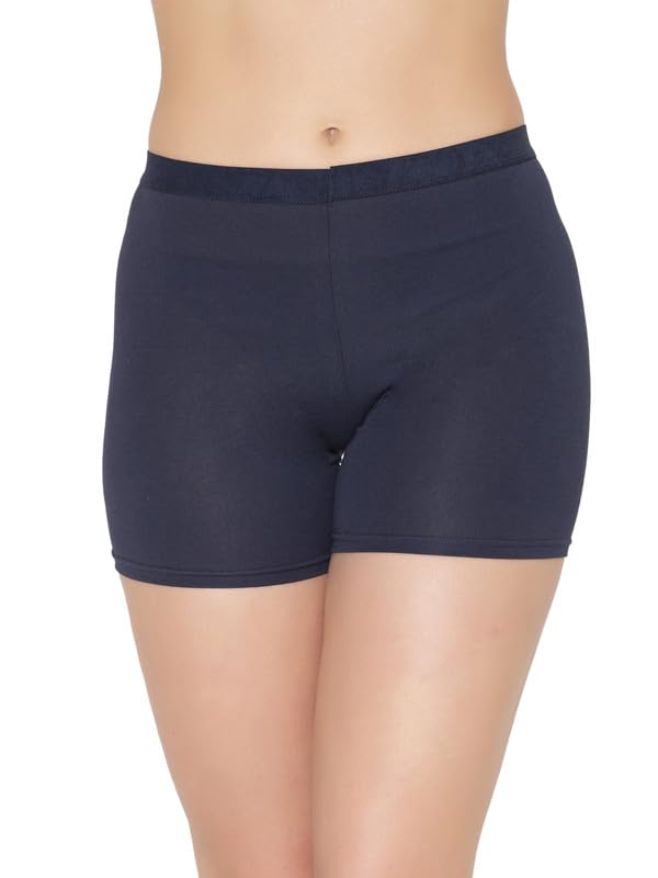 Clovia WomenS Cotton Medium Waist Outer Elastic Boyleg Panty (Pn5036A08_Navy Blue_S)