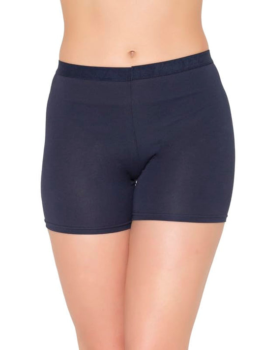 Clovia WomenS Cotton Medium Waist Outer Elastic Boyleg Panty (Pn5036A08_Navy Blue_S)