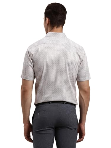 Turtle Men Regular Fit Printed Pure Cotton Grey Formal Shirt