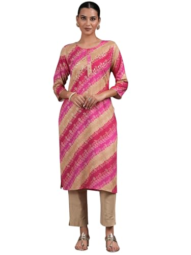 Libas Women's Rayon Straight Fit Printed Kurtas