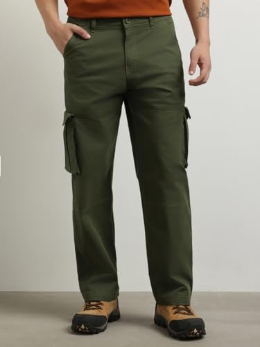 Nobero MenS Straight Casual Pants (1M-Bwcp-R0001_Military Green