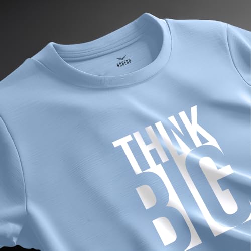 Nobero MenS Graphic Print Regular Fit T-Shirt (1M-Twts-C0561-Ns_Powder Blue
