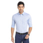 Turtle Men Pure Cotton Light Blue Self Design Slim Fit Formal Shirts
