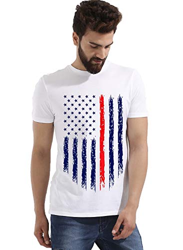 ADRO Men's Regular Fit T-Shirt (RNR-M-USA-WH_White_XL)