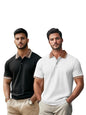 Veirdo Mens Pack of 2 100% Cotton Regular Fit Solid Plain Classic Polo Collar T-Shirt Short Sleeve Whi