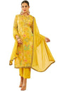 Soch Womens Mustard Crepe Floral Printed Suit Set With Sequins Details