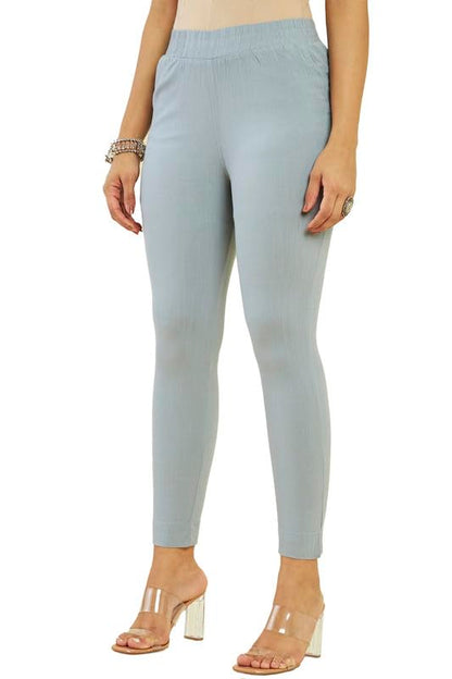 Soch Womens Grey Viscose Solid Straight Pant