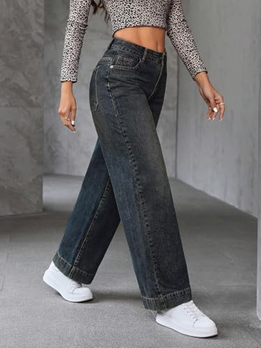 Greciilooks High Waist Jeans For Women  Wide Leg Straight Fit Denim | Baggy Cargo Style Casual Pants For Girls & Daily College W