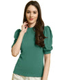 Pinkmint Polyester Round Neck Puff Sleeve Elegant Casual Top For Womens & Girls Ll Casual T-Shirt Ll Fancy Summer Wear Tops (Pac