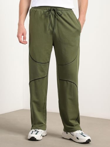 Nobero MenS Straight Track Pants (1M-Bwjg-R0167-Og_Olive Green