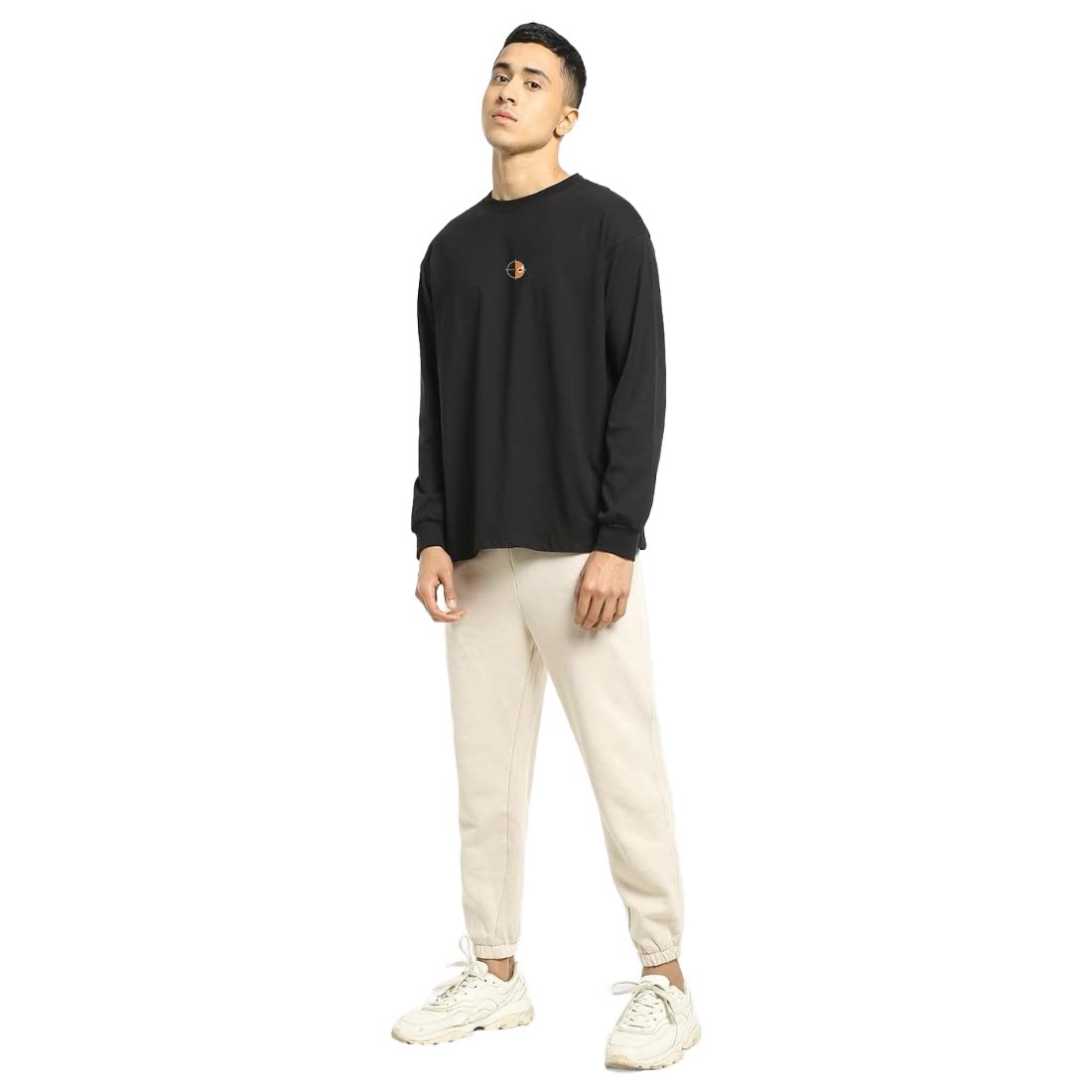 Bewakoof Mens Graphic Print 100% Cotton T-Shirt- Oversized Fit, Round Neck, Long Sleeves