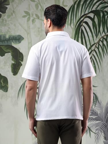 Kotty MenS Half Sleeve Solid Lightweight Polycotton Classic Fit Shirt(White,Xl)