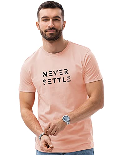 ADRO Mens Never Settle Cotton T-Shirt (RN22-03-SET-CO_Coral)