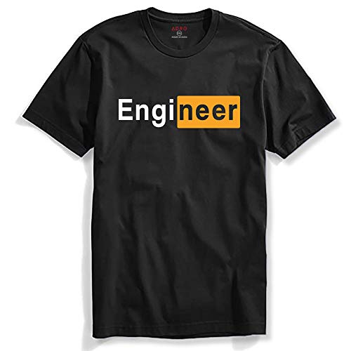 ADRO Engineer Mens Cotton Printed T-Shirt (R21-M-EGN-BL_Black_XL)