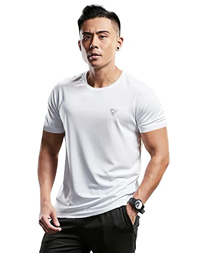 EYEBOGLER Mens Round Neck Half Sleeve Solid Dry Fit Tshirt Pack of 1 White