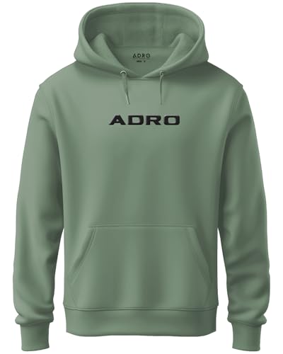 ADRO Mens Hoodies with Hail The Dragon Puff Backside Printed, 100% Cotton 340GSM. (H23-M-DRA-PT_Pista)