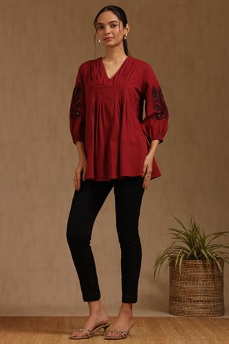 Soch Womens Black Viscose Blend Embroidered Pant with Thread Work