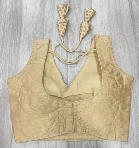 Pujia Mills WomenS Readymade Heavy Mono Banglori Sleeveless Sabyasachi Pattern Embroidery With Sequence Work Gold Color Saree B