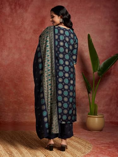 Libas WomenS Silk Blend Kurta Set (34636_Blue