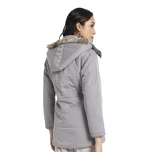 Campus Sutra Womens Car Coat (CBAWW23_CSWAWJK0646GR_Light Grey