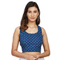 Fabindia WomenS Cotton Printed Sleeveless Regular Fit Blouse (1018511Indigo_Indigo