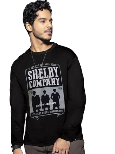 Bewakoof MenS Printed Regular Fit Full Sleeve Round Neck Cotton T-Shirt Black