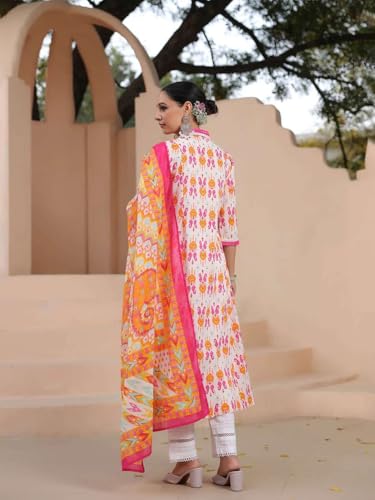 GRECIILOOKS WomenS Rayon A-Line Printed V-Neck Kurta With Palazzo & Dupatta | Ethnic Set | Dupatta Set | Suit Set | Kurta And P